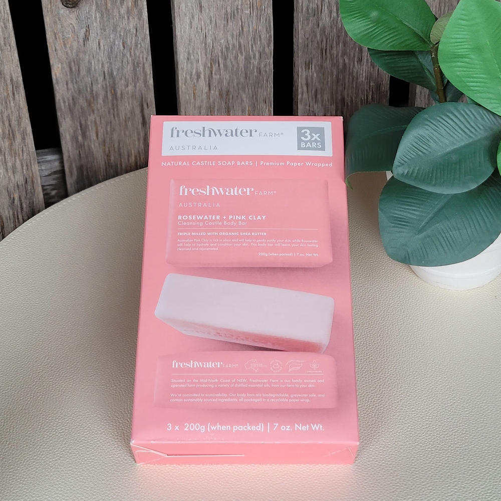 Freshwater Farm Rosewater & Pink Clay Soap Bars 3 Pk - Picture 7 of 9